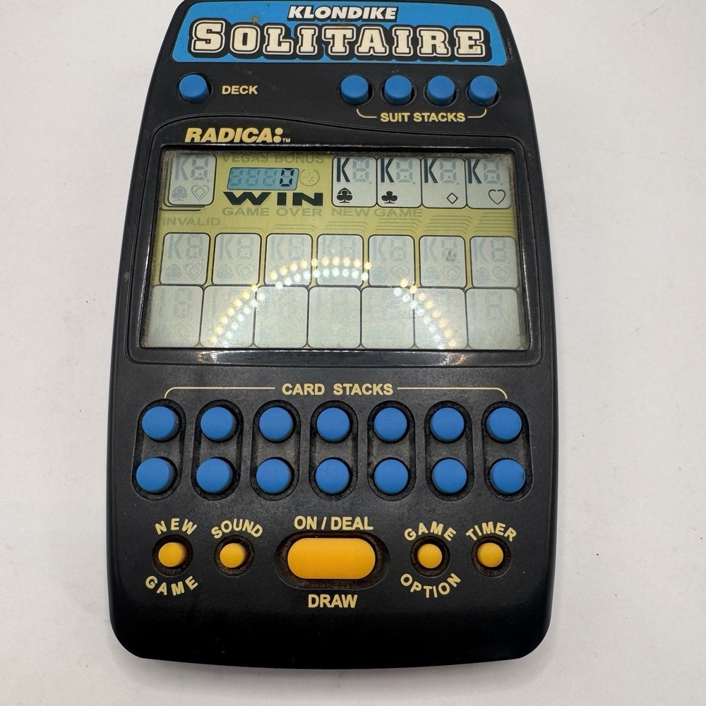 Klondike Solitaire Radica Model 2320 Electronic Handheld Game Big Screen TESTED